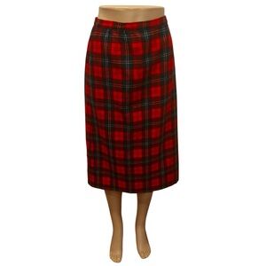 Pendleton 100% Wool Skirt authentic Lennox tartan vintage size 12  red plaid